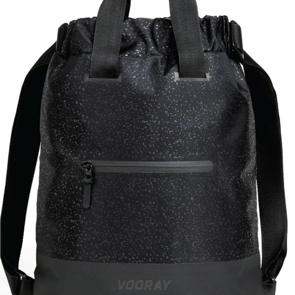 Vooray Flex Cinch Backpack Black FOIL Nylon Lightweight Drawstring Brand New - Picture 13 of 13